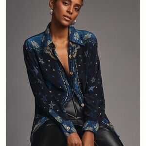 Anthropologie Farm Rio Classic Button down Shirt Size S